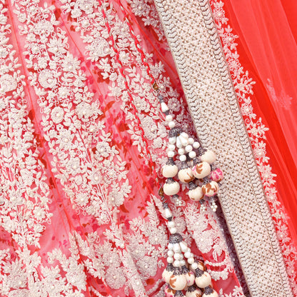 Pre-Owned Designer Abu Jani Hand Embroidered Heavy Lehenga, Blouse & Dupatta (3pcs Set)