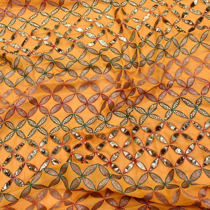 Indian Pre-Owned Heavy Hand Embroidered By Designer Anamika Khanna Dupatta Saffron Pure Georgette Silk  Wedding/Party