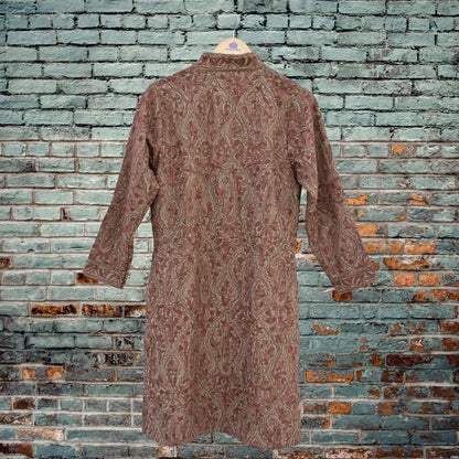 Indian Vintage Green Embroidered Kashmiri Coat, Aari Embroidery, Pure Woolen Coat, Boho Jacket For Both Women/Men Indian Coat