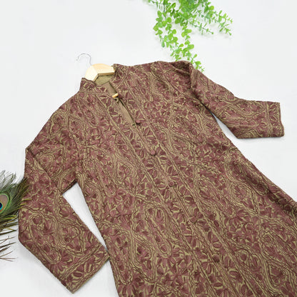 Indian Vintage Green Embroidered Kashmiri Coat, Aari Embroidery, Pure Woolen Coat, Boho Jacket For Both Women/Men Indian Coat