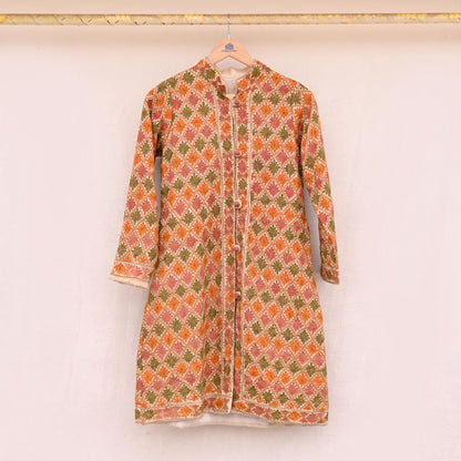 Indian Vintage Ivory Embroidered Kashmiri Coat, Aari Embroidery, Pure Woolen Coat, Boho Jacket For Both Women/Men Indian Coat