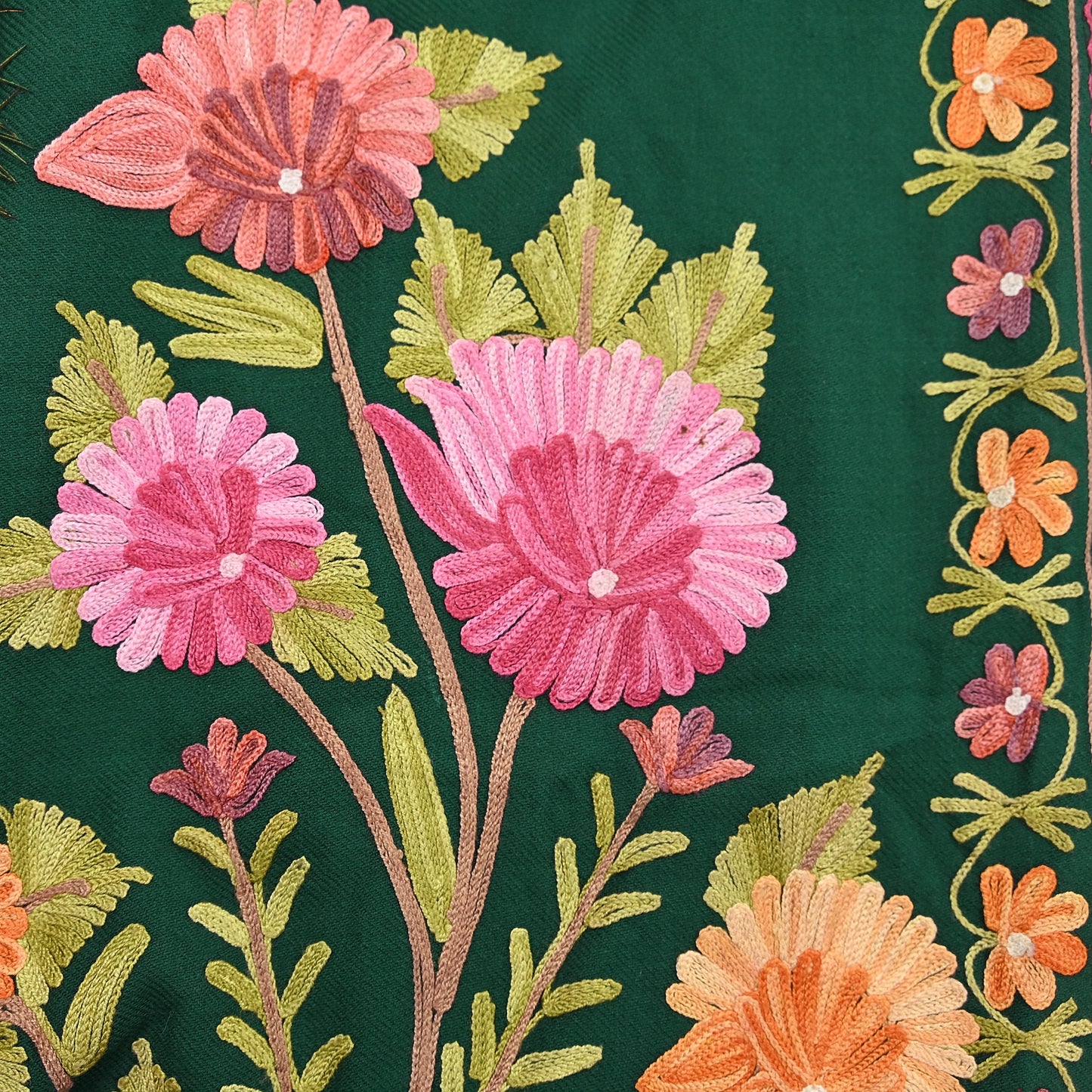 Indian Vintage Bottle Green Embroidered Kashmiri Coat, Aari Embroidery, Pure Woolen Coat, Boho Jacket For Both Women/Men Indian Coat