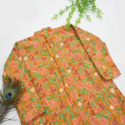 Indian Vintage Saffron Embroidered Kashmiri Coat, Aari Embroidery, Pure Woolen Coat, Boho Jacket For Both Women/Men Indian Coat