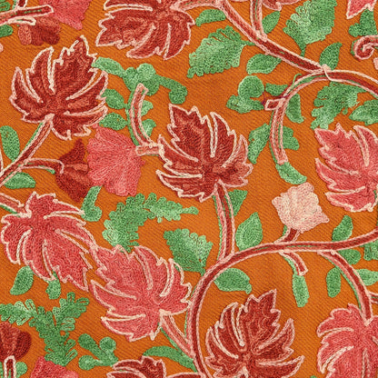 Indian Vintage Saffron Embroidered Kashmiri Coat, Aari Embroidery, Pure Woolen Coat, Boho Jacket For Both Women/Men Indian Coat