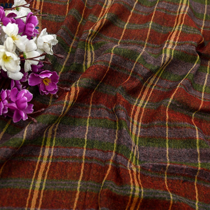 Indian Vintage Multi Pure Woolen Shawl Handmade Woven Work Long Throw Stole Warm Abstract Design Soft