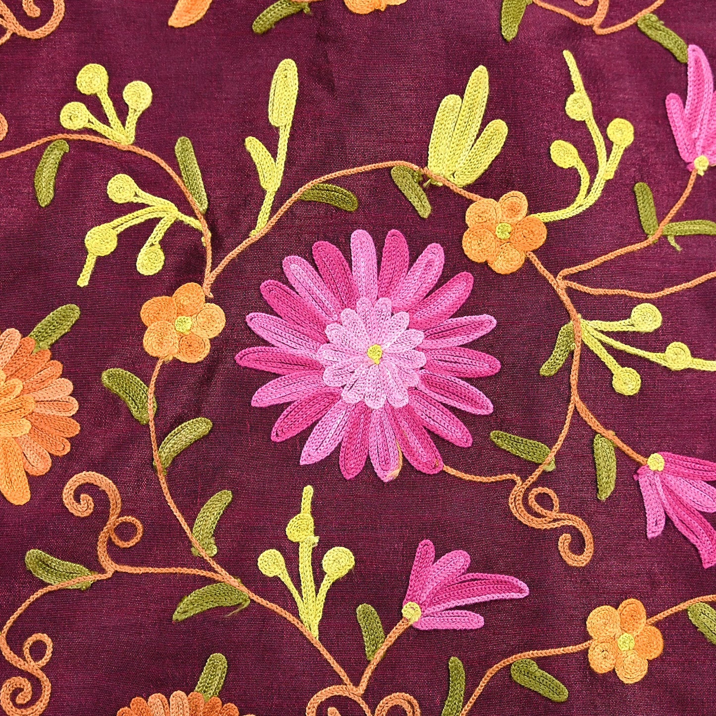 Indian Vintage Wine Embroidered Kashmiri Coat, Aari Embroidery, Raw Silk Coat, Boho Jacket For Both Women/Men Indian Coat