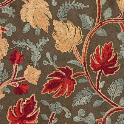 Indian Vintage Brown Embroidered Kashmiri Coat, Aari Embroidery, Pure Woolen Coat, Boho Jacket For Both Women/Men Indian Coat