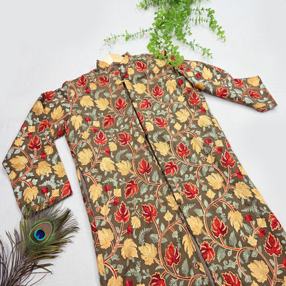 Indian Vintage Brown Embroidered Kashmiri Coat, Aari Embroidery, Pure Woolen Coat, Boho Jacket For Both Women/Men Indian Coat