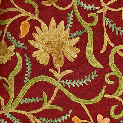 Indian Vintage Red Embroidered Kashmiri Coat, Aari Embroidery, Raw Silk Coat, Boho Jacket For Both Women/Men Indian Coat