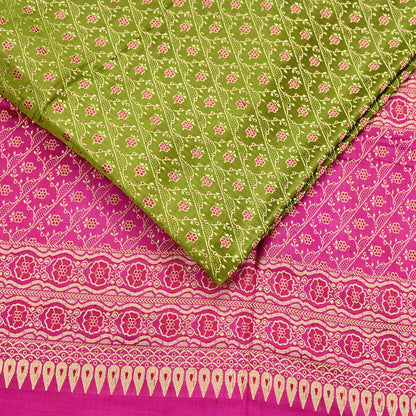 Indian Vintage Sari Purple & Green Heavy Pure Satin Silk Woven Banarasi Tanchoi Saree 5Yd Ethnic Craft Fabric Upcycle Bridal Heavy Sarees