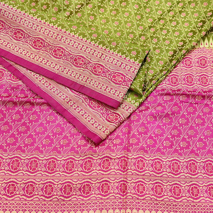 Indian Vintage Sari Purple & Green Heavy Pure Satin Silk Woven Banarasi Tanchoi Saree 5Yd Ethnic Craft Fabric Upcycle Bridal Heavy Sarees
