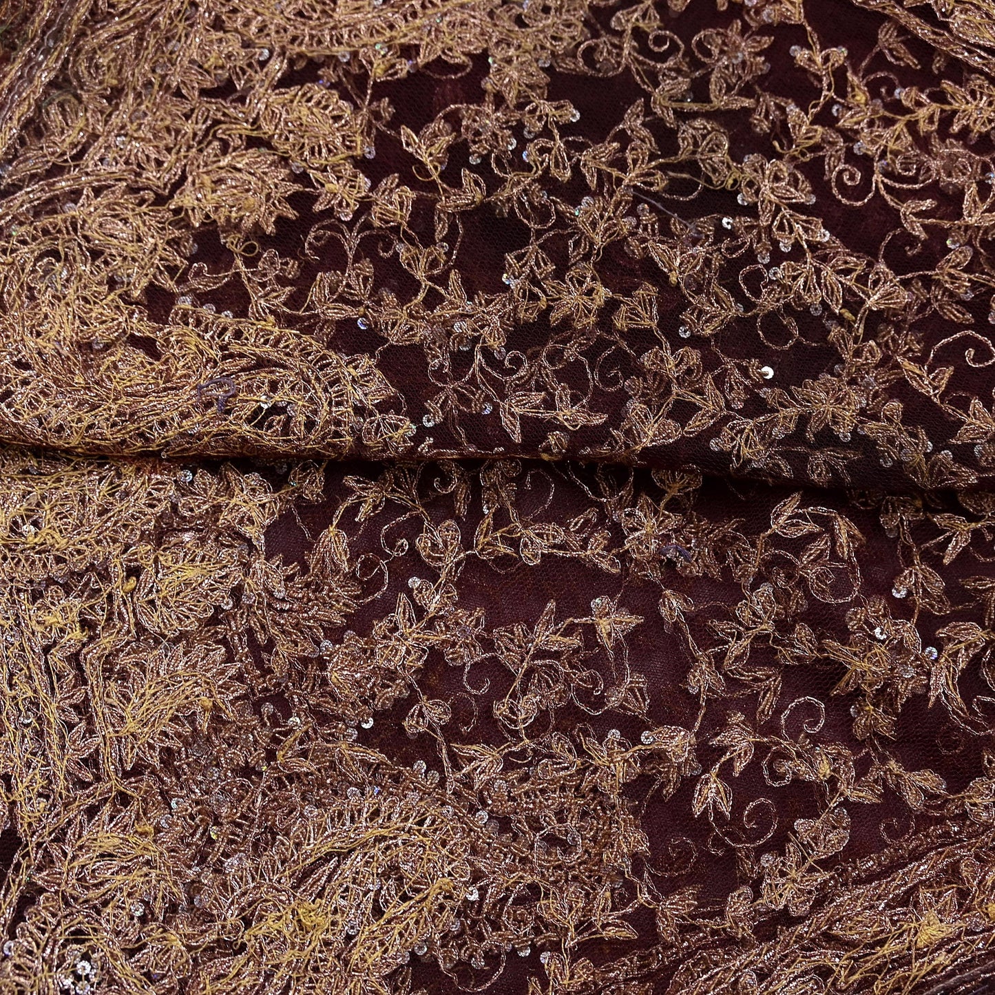 Indian Vintage Heavy Dark Maroon Dupatta Net Mesh Long Stole Hand Embroidered Scarf Zardozi Zari Sequins Stole Bridal Veil