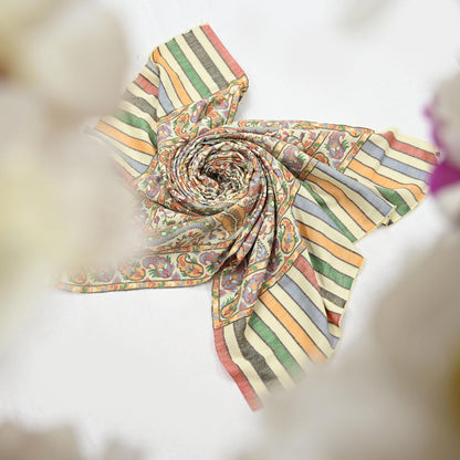 Vintage Stole Ivory woolen Handmade Jamawar work Long Throw Warm Stole Paisley Design Fringes