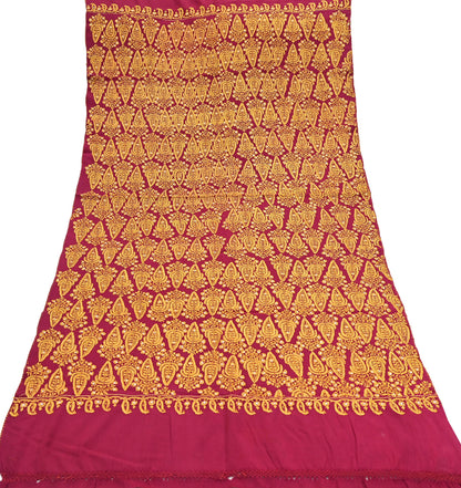 Vintage Maroon Pure Woolen Shawl Hand Embroidered Long Throw Stole Warm Stole Floral Design