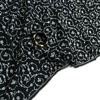 Indian Vintage Black Shawl Pure Woolen Handmade Suzani Long Throw Stole Warm Stole Paisley Design Soft Soft Cozy