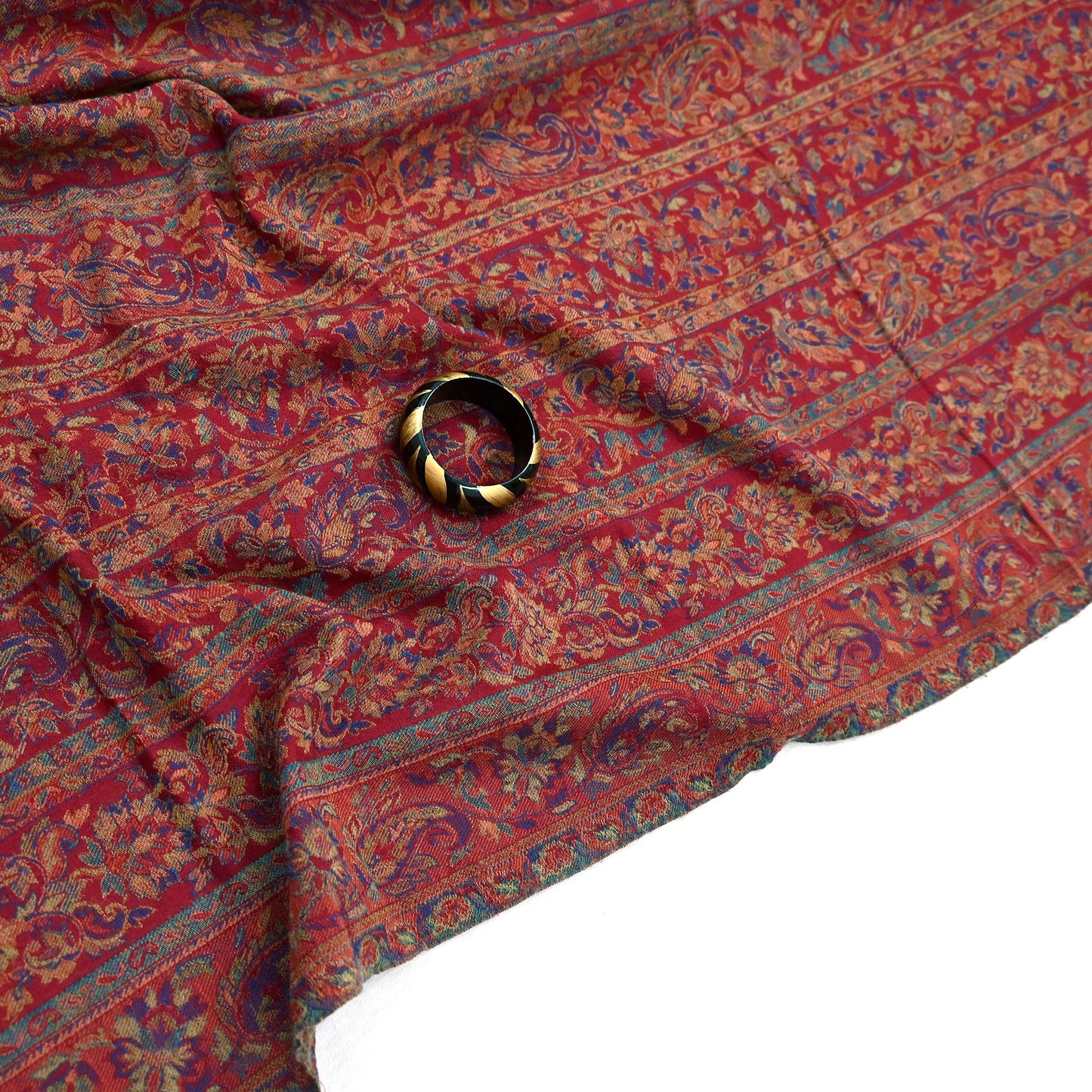 Indian Vintage Maroon Pure Woolen Shawl Handmade Woven Jamawar Work Long Throw Stole Warm Paisley Design Soft