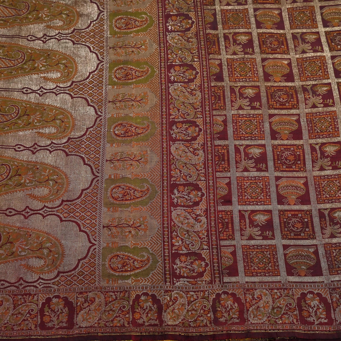 Vintage Maroon Pure Silk Saree Handwoven Indian Banarasi Fabric 5Yd Woven Zari Wedding Sari Soft Ethnic Dressmaking Craft Material