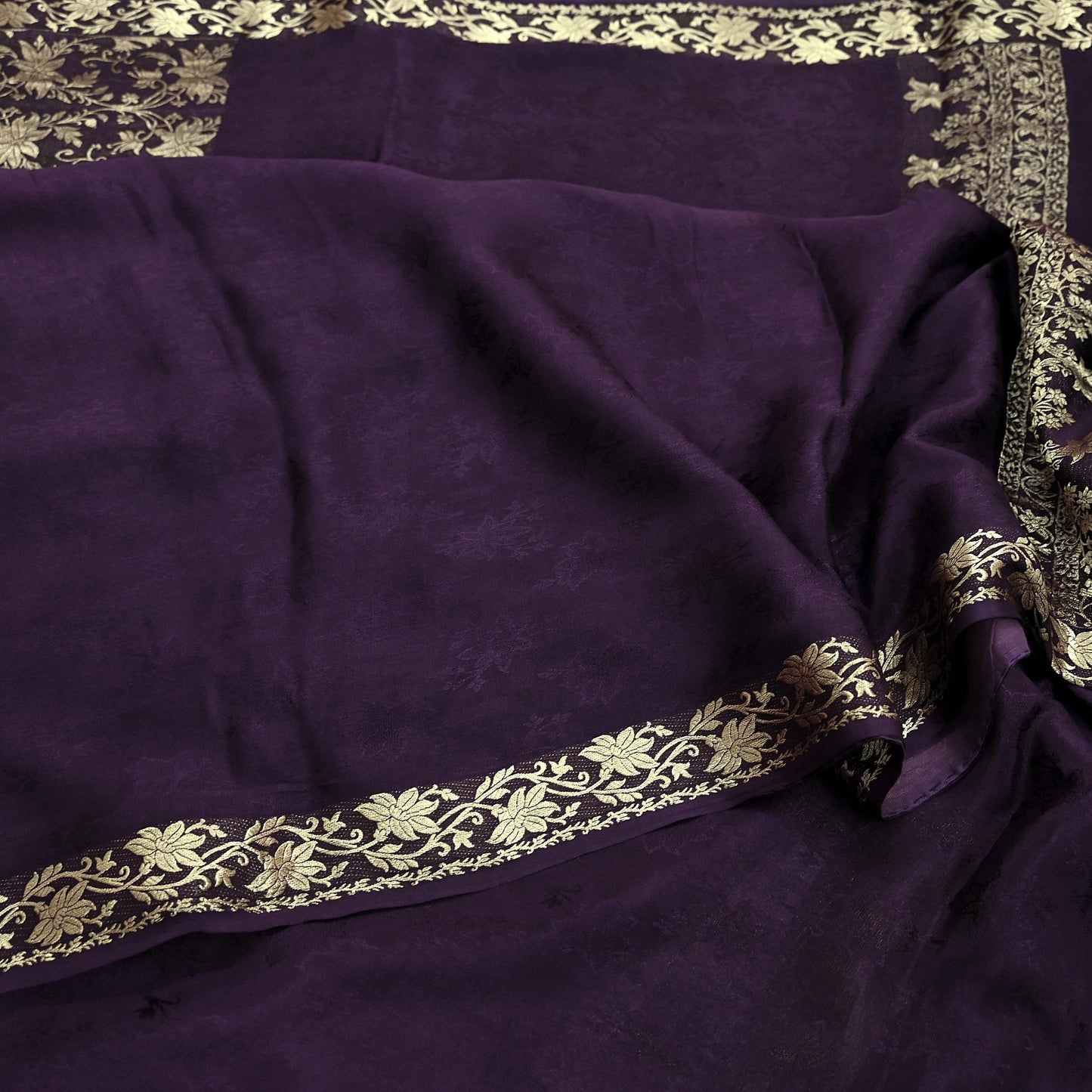 Vintage Purple Pure Silk Saree Handwoven Banarasi Sari 5Yd Zari Woven Indian Fabric Wedding Wear Dressmaking Textile Craft