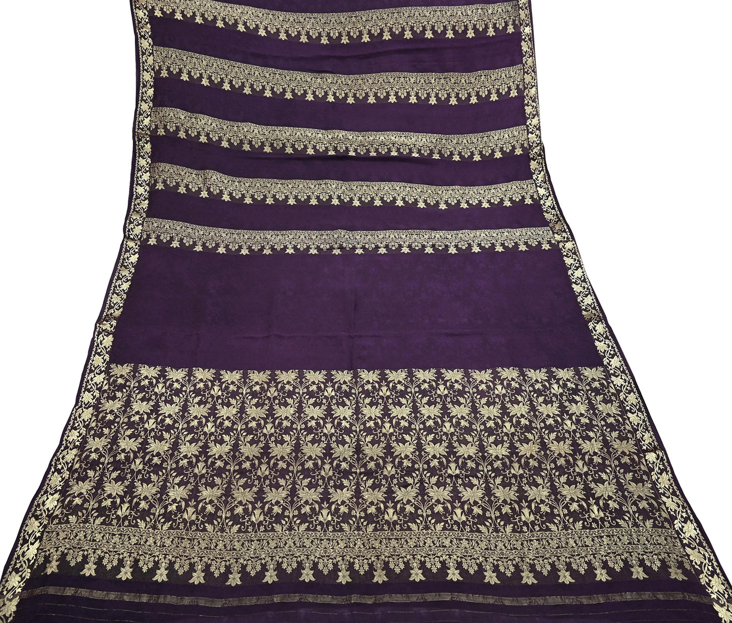 Vintage Purple Pure Silk Saree Handwoven Banarasi Sari 5Yd Zari Woven Indian Fabric Wedding Wear Dressmaking Textile Craft