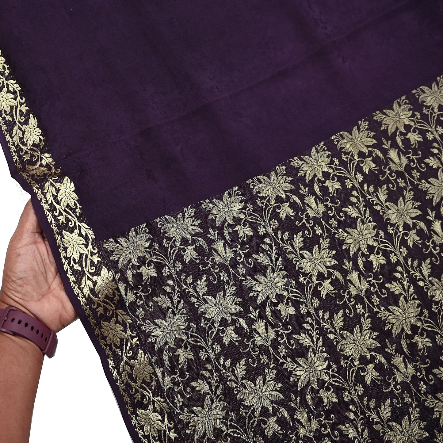 Vintage Purple Pure Silk Saree Handwoven Banarasi Sari 5Yd Zari Woven Indian Fabric Wedding Wear Dressmaking Textile Craft