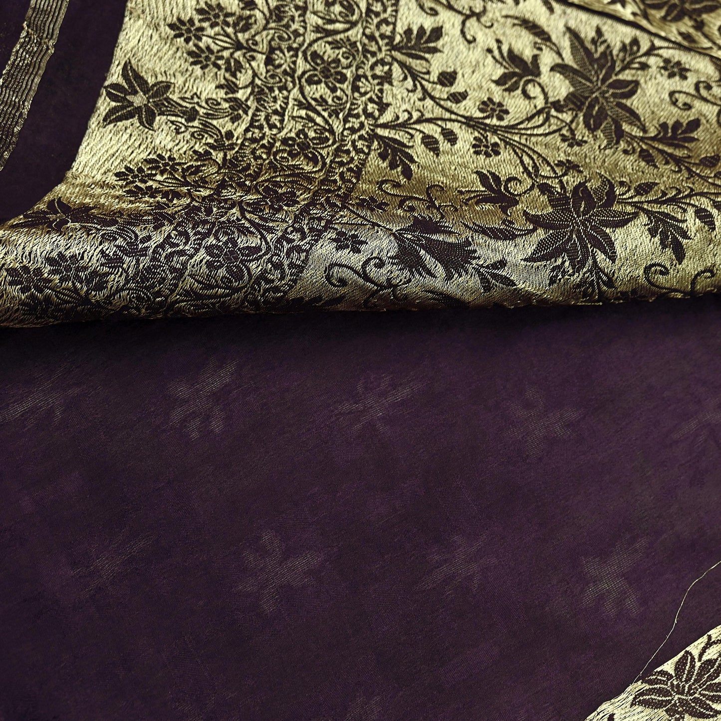 Vintage Purple Pure Silk Saree Handwoven Banarasi Sari 5Yd Zari Woven Indian Fabric Wedding Wear Dressmaking Textile Craft