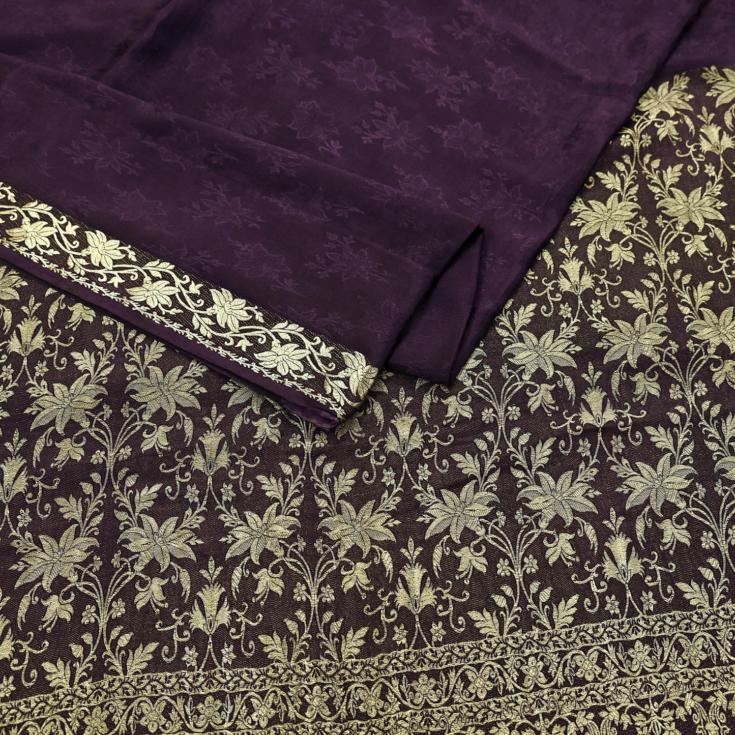 Vintage Purple Pure Silk Saree Handwoven Banarasi Sari 5Yd Zari Woven Indian Fabric Wedding Wear Dressmaking Textile Craft