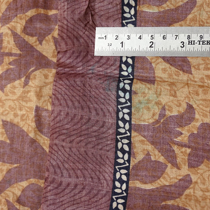 Vintage Brown Beige Pure Khadi Silk Saree 5Yd Handloom Printed Sari Fabric Pure Silk Boho Textile Eco Friendly Dressmaking Christmas Gift