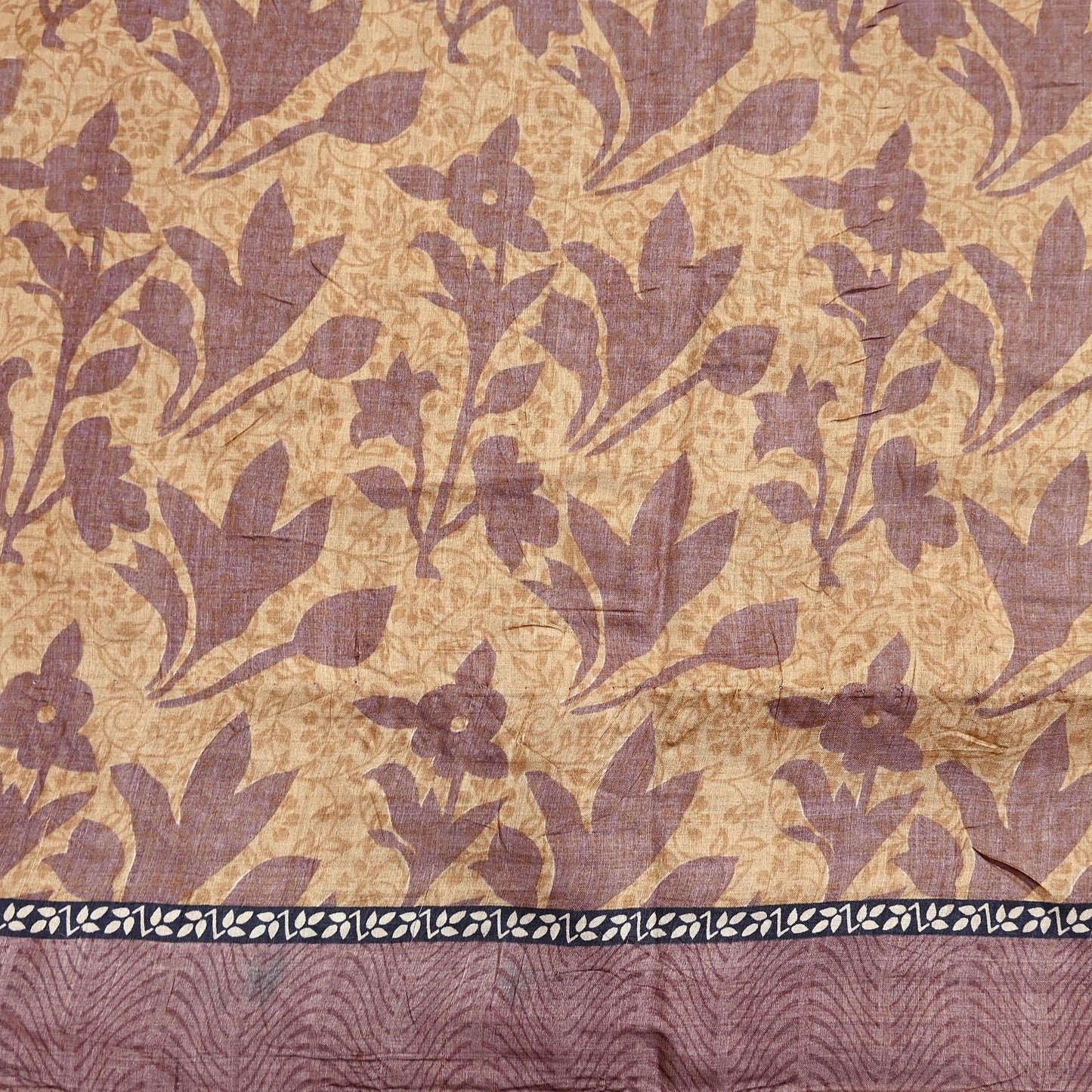 Vintage Brown Beige Pure Khadi Silk Saree 5Yd Handloom Printed Sari Fabric Pure Silk Boho Textile Eco Friendly Dressmaking Christmas Gift