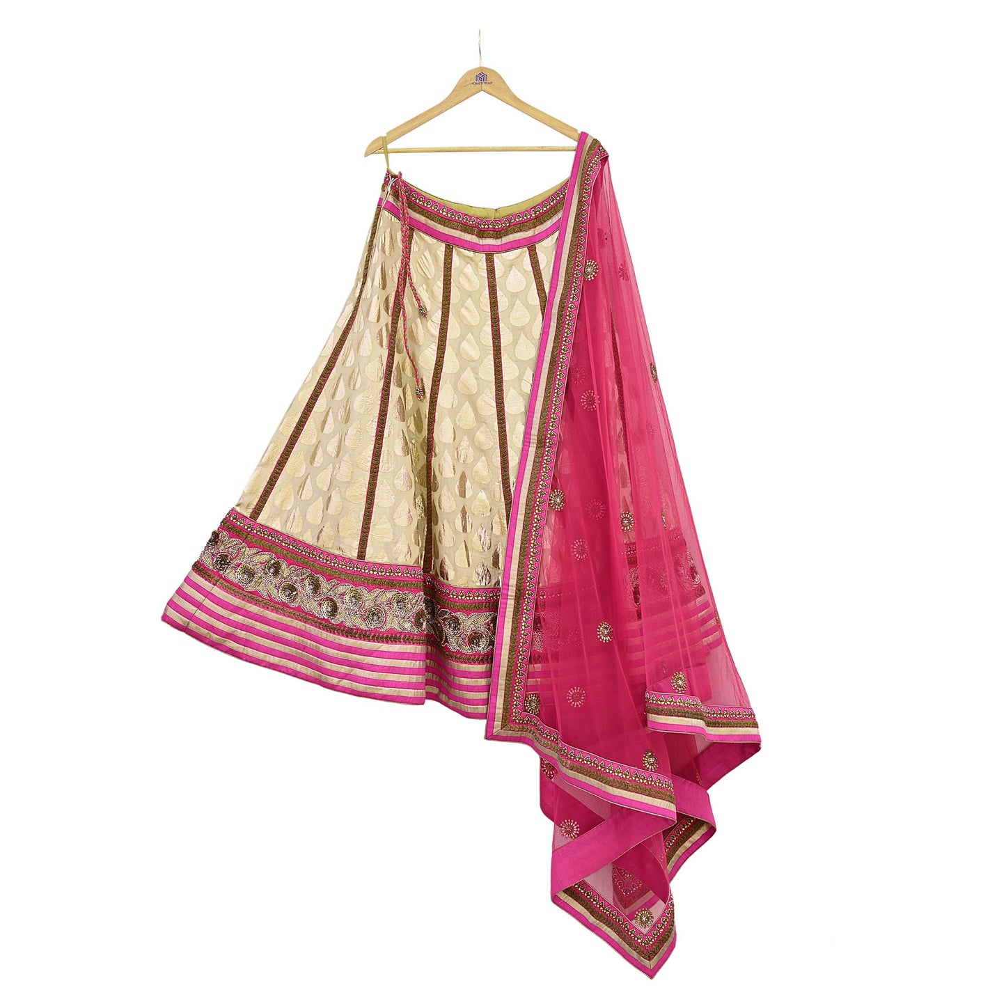 Indian Designer Bridal Lehenga Abu Jani Set Heavy Embroidered Chanderi Cotton Net Dupatta Preowned Wedding Couture Outfit Christmas Gift