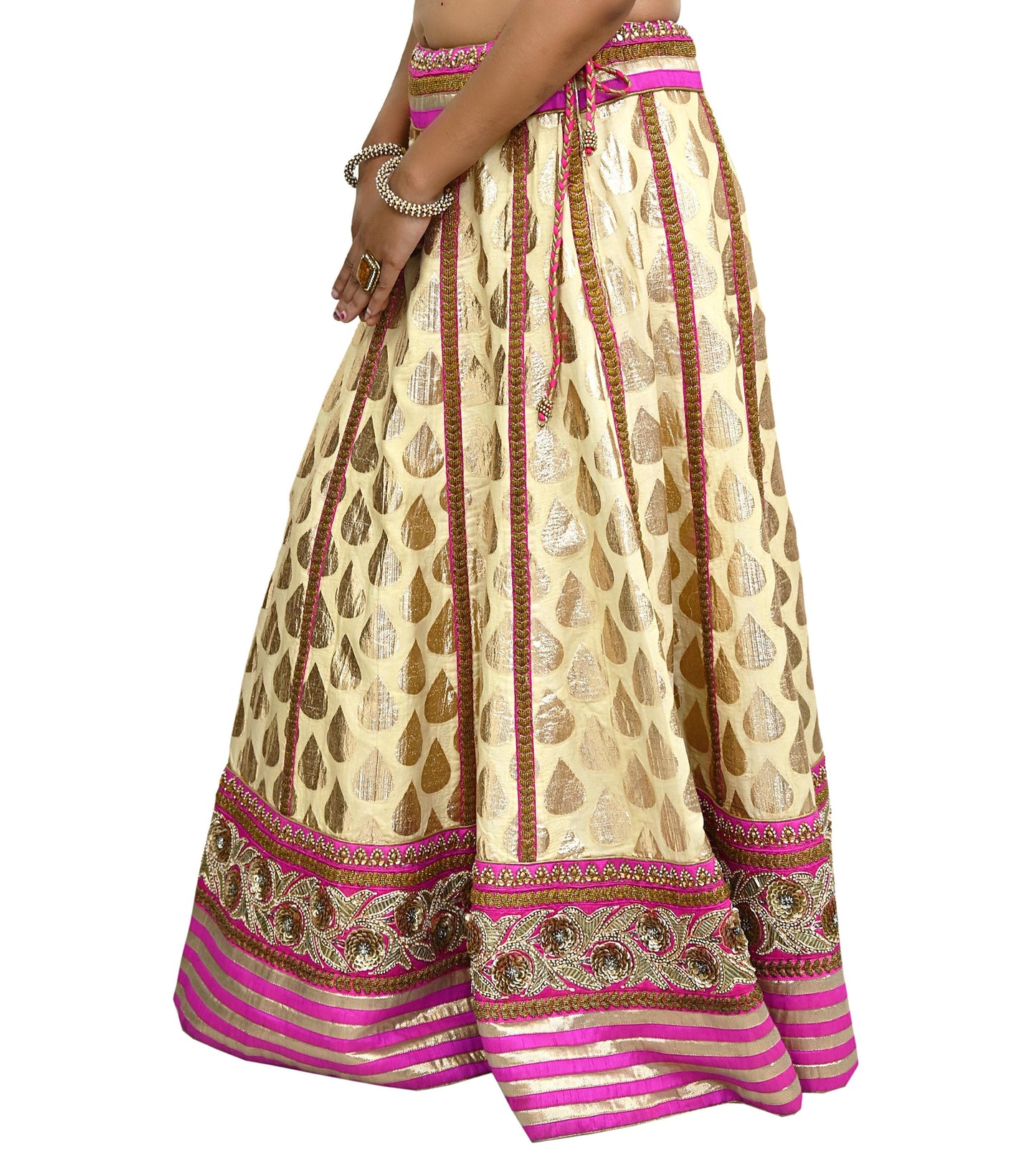 Indian Designer Bridal Lehenga Abu Jani Set Heavy Embroidered Chanderi Cotton Net Dupatta Preowned Wedding Couture Outfit Christmas Gift