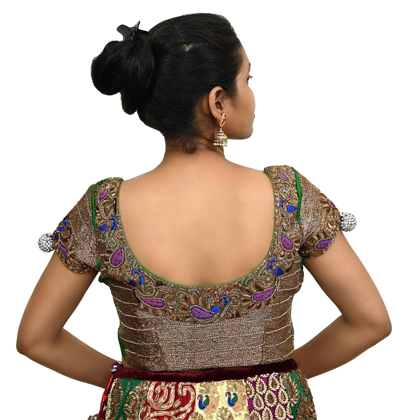 Indian Sabyasachi Bridal Lehenga Set Golden Multi Hand Embroidered Peacock Design Zardozi Dupatta Preowned Wedding Outfit
