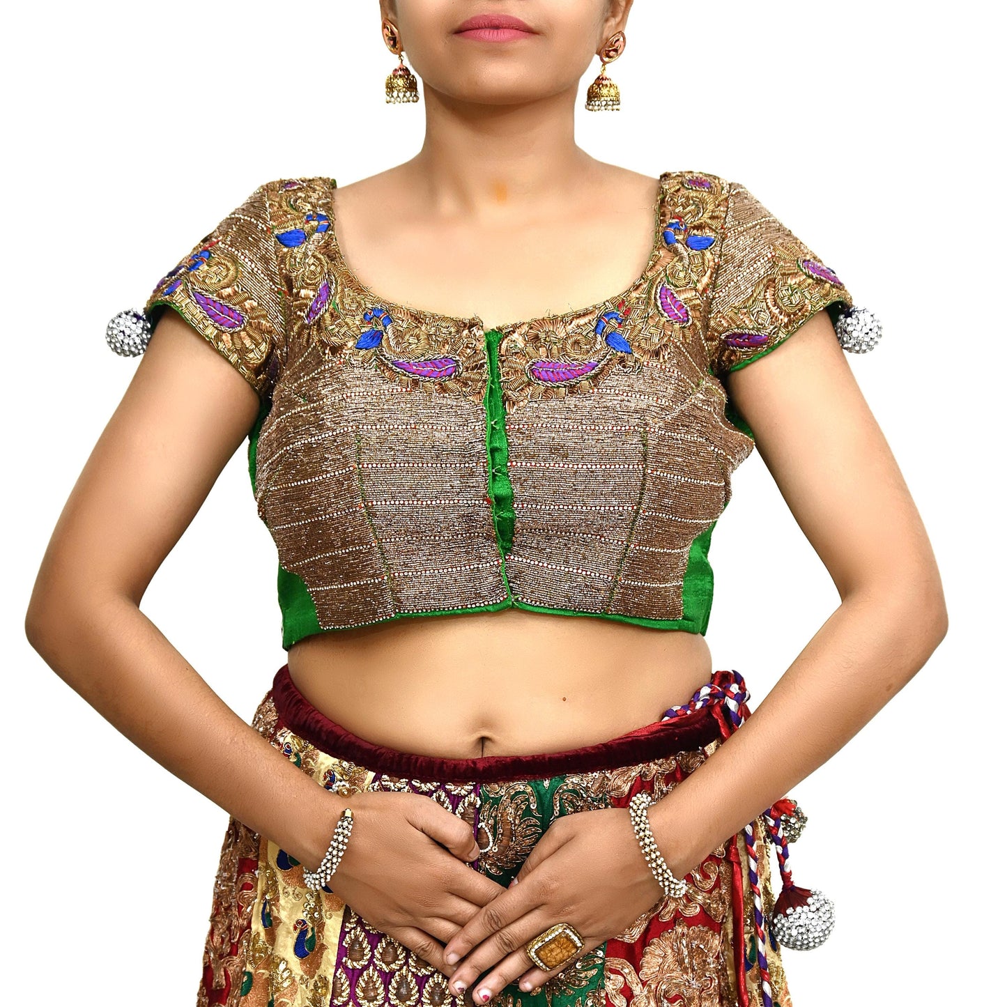 Indian Sabyasachi Bridal Lehenga Set Golden Multi Hand Embroidered Peacock Design Zardozi Dupatta Preowned Wedding Outfit