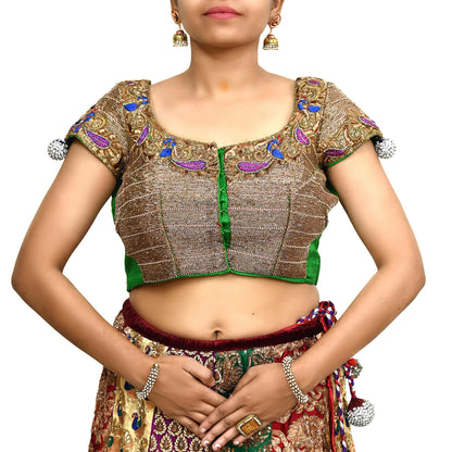 Indian Sabyasachi Bridal Lehenga Set Golden Multi Hand Embroidered Peacock Design Zardozi Dupatta Preowned Wedding Outfit