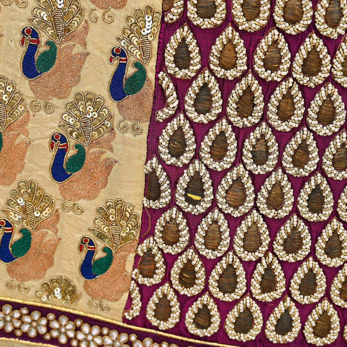 Indian Sabyasachi Bridal Lehenga Set Golden Multi Hand Embroidered Peacock Design Zardozi Dupatta Preowned Wedding Outfit