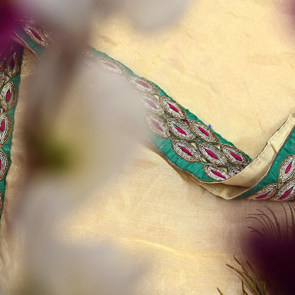 Indian Vintage Heavy Golden Dupatta Tissue Silk Long Stole Hand Embroidered Designer By Sabyasachi Veil Scarves Wedding/Bridal Wear