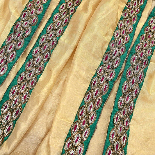 Indian Vintage Heavy Golden Dupatta Tissue Silk Long Stole Hand Embroidered Designer By Sabyasachi Veil Scarves Wedding/Bridal Wear