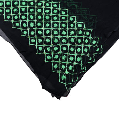 Indian Vintage Dupatta Black Long Stole Blend Georgette Hand Embroidered Stole Scarves Party wear