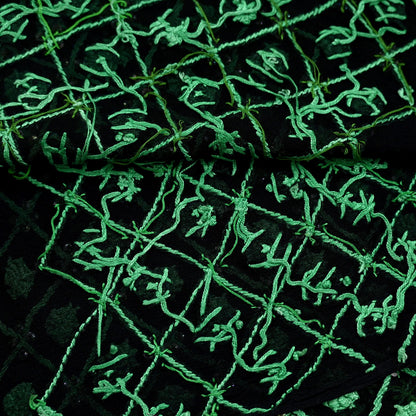 Indian Vintage Dupatta Black Long Stole Blend Georgette Hand Embroidered Stole Scarves Party wear