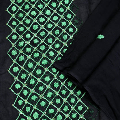 Indian Vintage Dupatta Black Long Stole Blend Georgette Hand Embroidered Stole Scarves Party wear