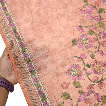 Indian Vintage Dupatta Peach & Brown Long Stole Artificial Silk Woven Printed Scarves Veil Scarf Wrap Soft Hijab Party wear veil Fringes