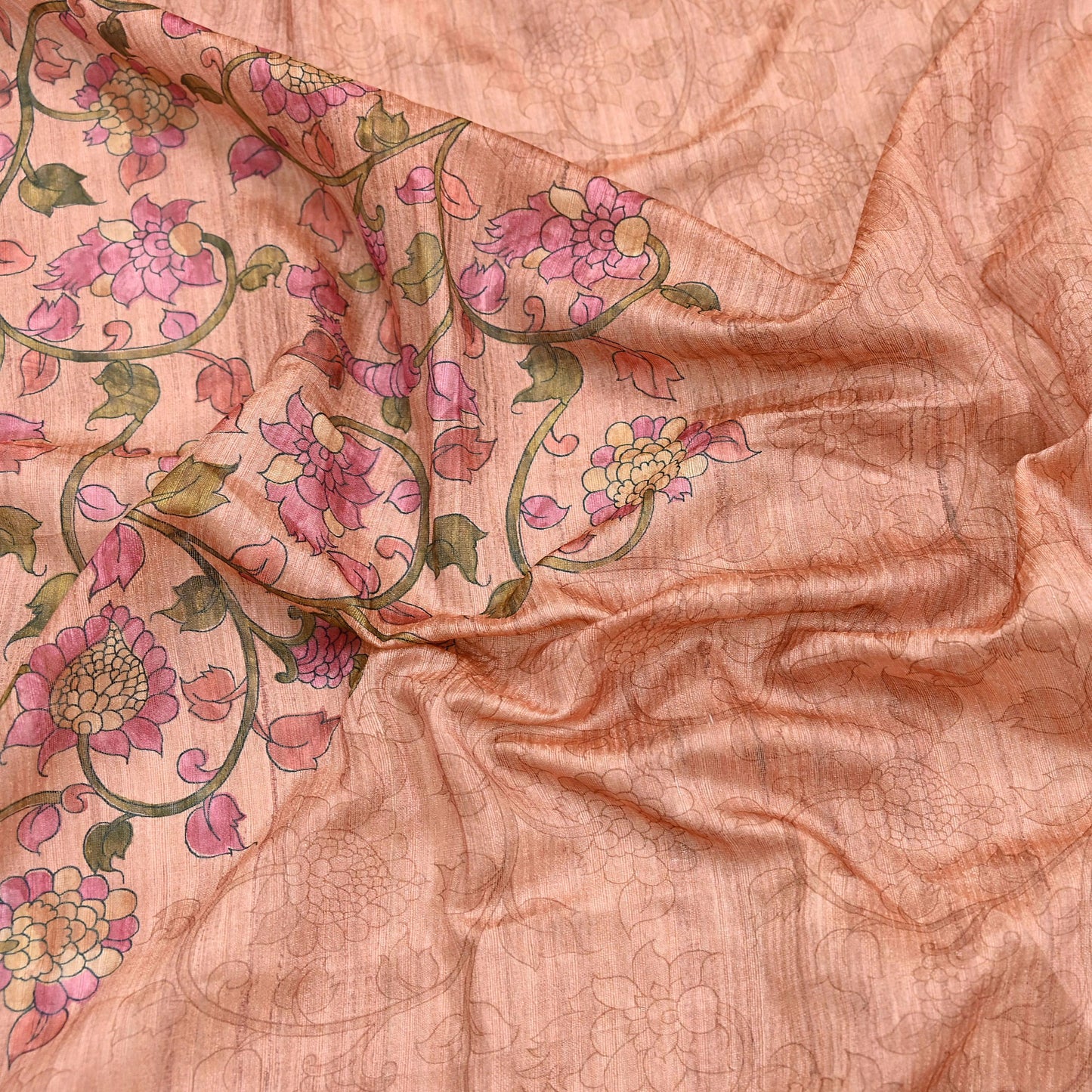 Indian Vintage Dupatta Peach & Brown Long Stole Artificial Silk Woven Printed Scarves Veil Scarf Wrap Soft Hijab Party wear veil Fringes