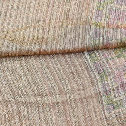 Indian Vintage Dupatta Peach & Brown Long Stole Artificial Silk Woven Printed Scarves Veil Scarf Wrap Soft Hijab Party wear veil Fringes