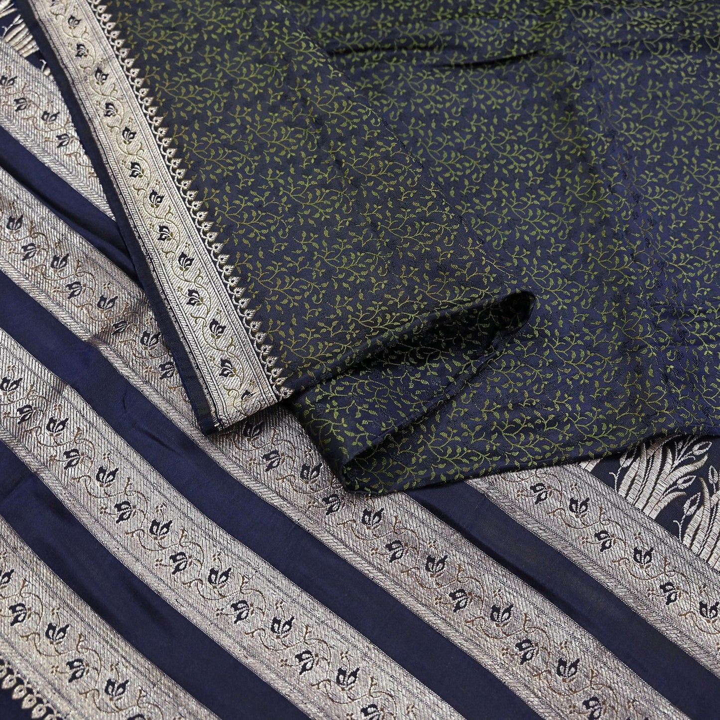 Indian Vintage Sari Blue Heavy Wedding Pure Satin Silk Woven Banarasi Tanchoi Saree 5Yd Ethnic Craft Fabric Upcycle Bridal Heavy Sarees