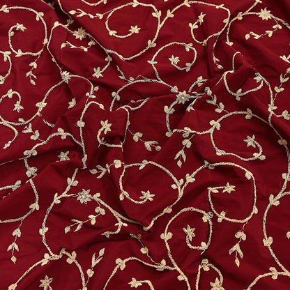 Indian Vintage Heavy Maroon Dupatta Pure Crepe Silk Long Stole Hand Embroidered Scarves Dabka Zardozi Zari Scarves Wedding/ Bridal Veil