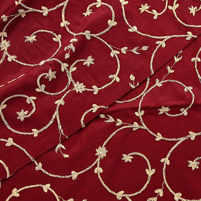 Indian Vintage Heavy Maroon Dupatta Pure Crepe Silk Long Stole Hand Embroidered Scarves Dabka Zardozi Zari Scarves Wedding/ Bridal Veil