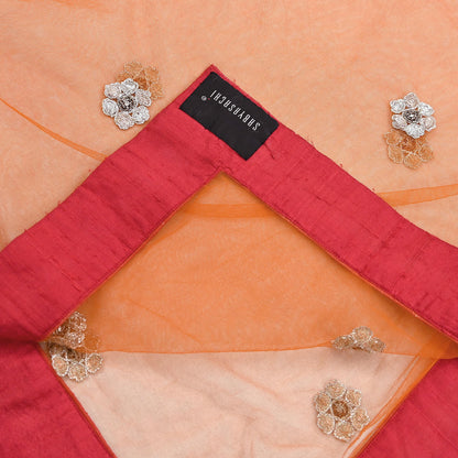 Designer Sabyasachi Red Orange Raw Silk Hand Embroidered Bridal Lehenga 2Pc Set Zardozi Dabka Heavy Wedding Outfit Designer Couture