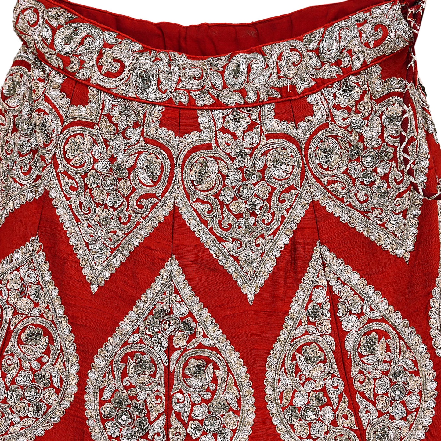 Designer Sabyasachi Red Orange Raw Silk Hand Embroidered Bridal Lehenga 2Pc Set Zardozi Dabka Heavy Wedding Outfit Designer Couture