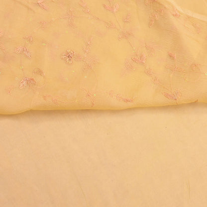 Indian Vintage Yellow Sarees Pure Chiffon Silk Hand Embroidered Sari Fabric 5Yard Dress Making Sewing