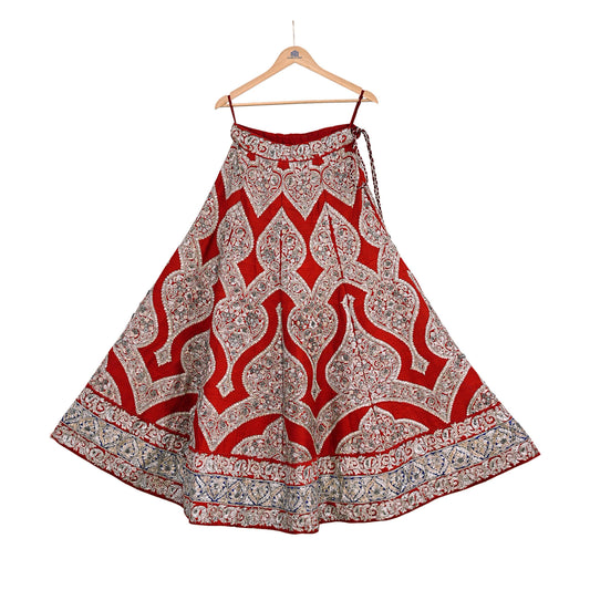 Designer Sabyasachi Red Orange Raw Silk Hand Embroidered Bridal Lehenga/Skirt Zardozi Dabka Heavy Wedding Outfit Designer Couture