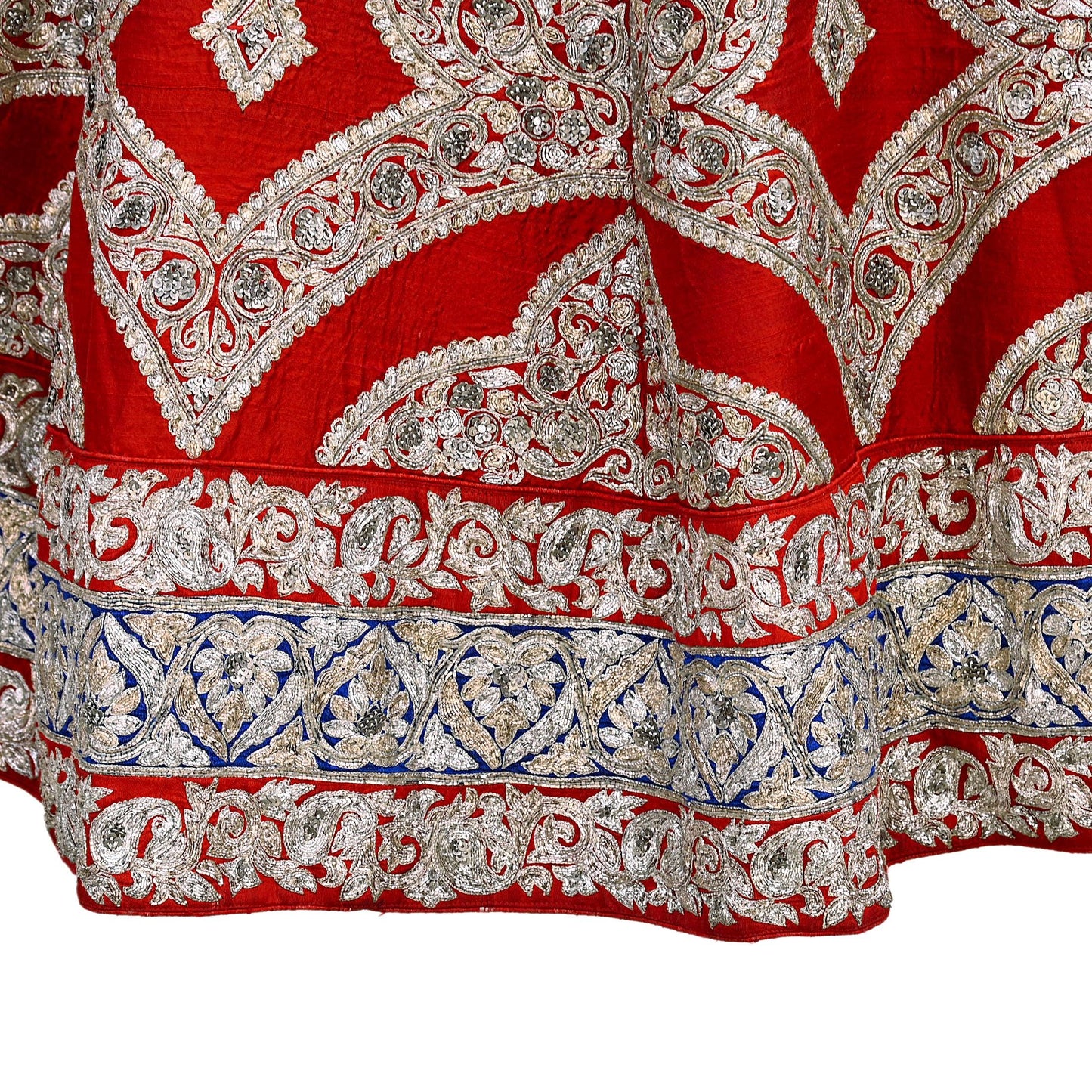 Designer Sabyasachi Red Orange Raw Silk Hand Embroidered Bridal Lehenga/Skirt Zardozi Dabka Heavy Wedding Outfit Designer Couture